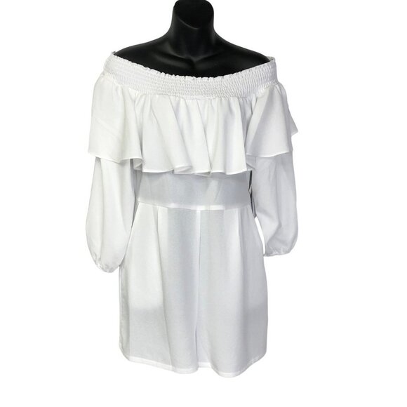 $89 1 STATE OFF-THE-SHOULDER LONG SLEEVE ROMPER MD NWT - Picture 1 of 11
